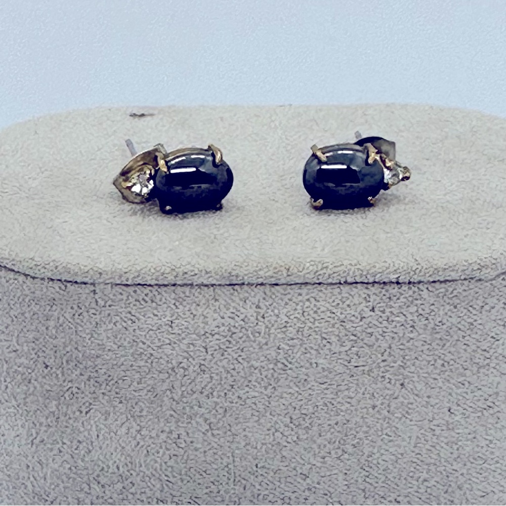 Hematite and diamond stud earrings